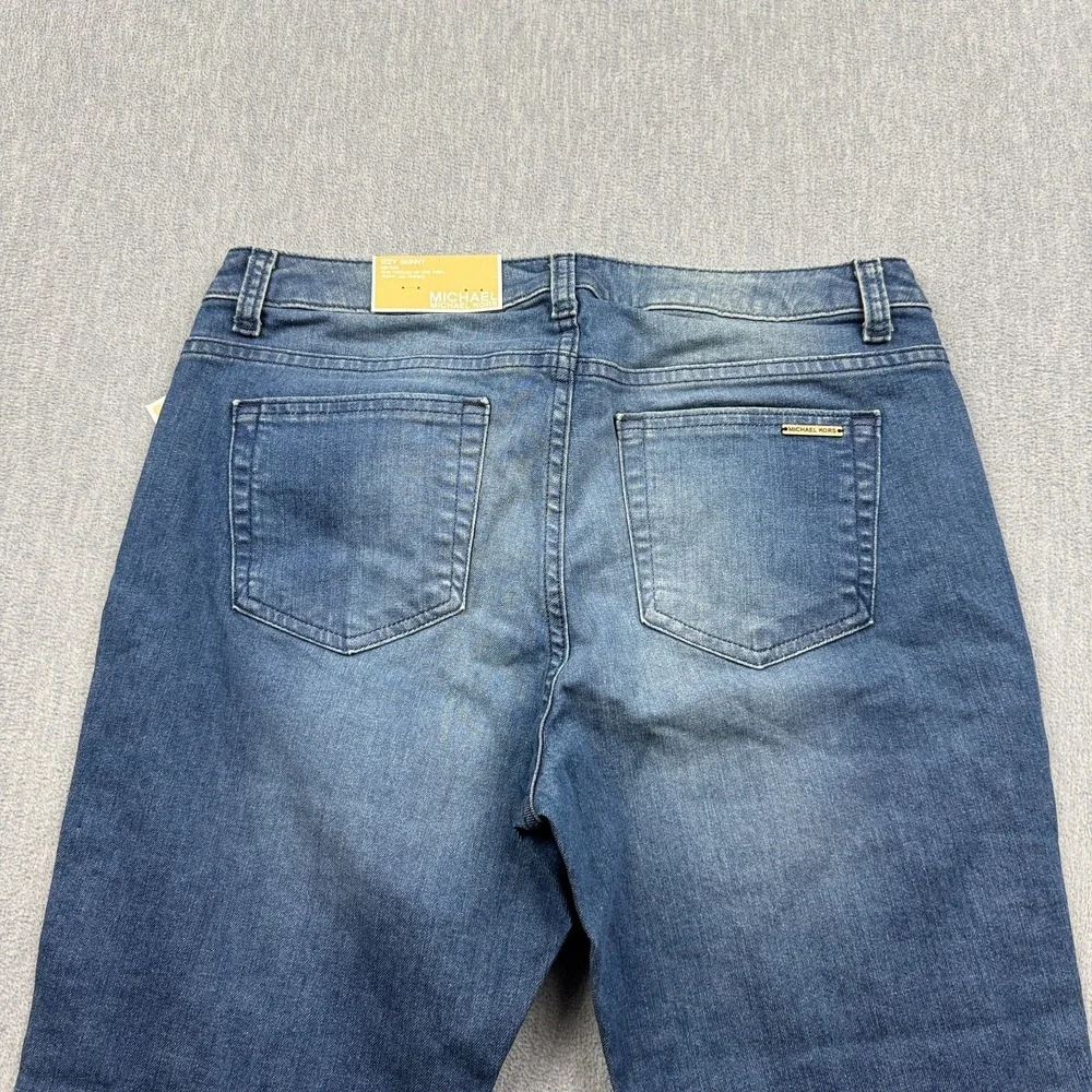 Michael Kors Jeans Women 8 Blue Izzy Skinny Raw Release Fray Hem Denim Pants NWT